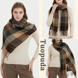 Tuopuda Women's Scarf Checked Pashmina XXL Stoles Oversized Autumn Scarf Winter Scarf Checked Tartan Shoulder Scarf Plaid Blanket Scarf Fashion Scarf Soft Warm Oversized Fringe Poncho, s