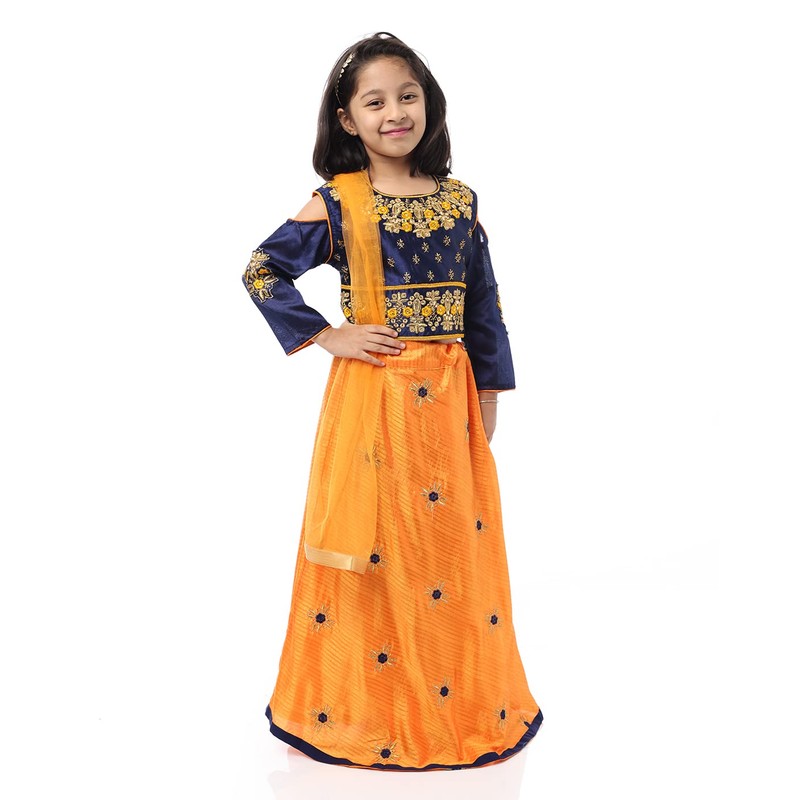 Ashwini Traje Salwar bordado de poliéster para niña con falda