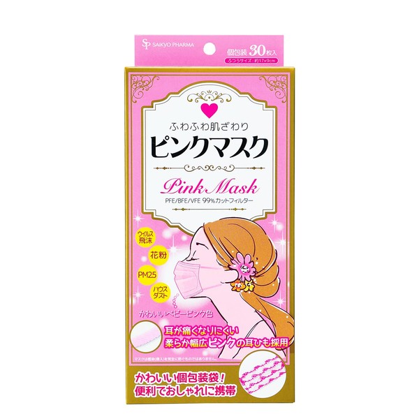 Fluffy Pink Mask, 30 Count