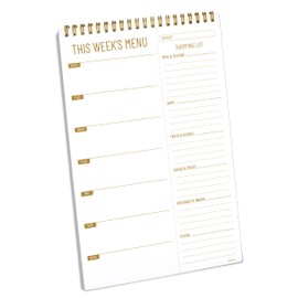 Decorably 52 Sheets Minimalist Undated Weekly Menu Planner Notepad with Shopping List with Strong Magnets, 7x10in Spring-Bound Magnetic Meal Planning Pad, Weekly Meal Planner for Fridge