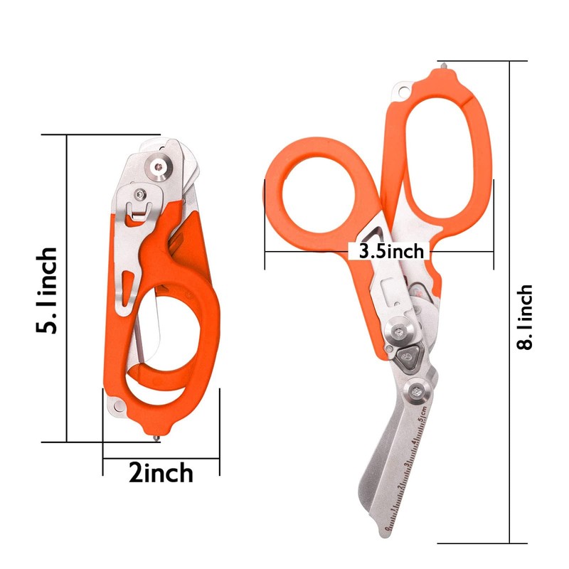Generic Modern Emergency Response Shears, 6-in-1 Foldable Trauma Scissors, Stainless