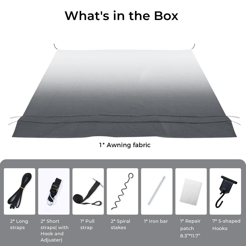 Fonzier RV Awning Fabric Replacement - 18.5oz Heavy Duty Vinyl