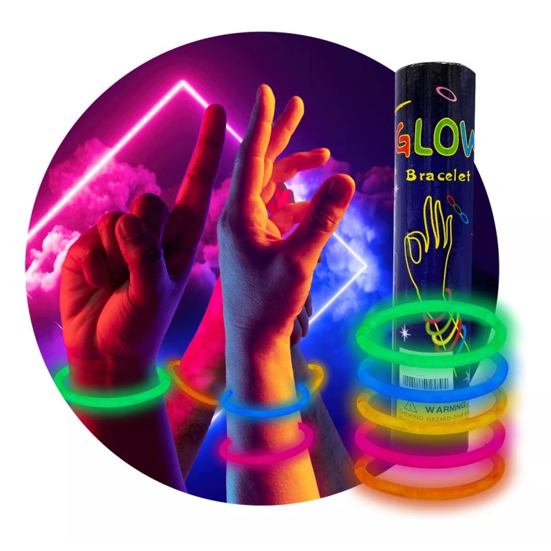 Grupo Carnavallia 100 Pulseras Neón Fosforescente Glow Stick Fiestas Eventos