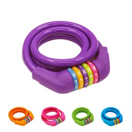 IDEALUX Bike Lock Cable, Resettable Cable Lock Self Coiling 5 Digit Combination Bike Lock 4 Feet 120CM (Purple)