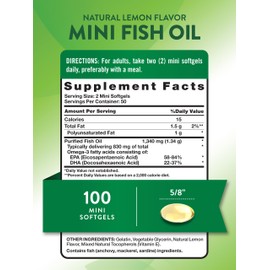 Nature's Truth Mini Fish Oil Omega 3 | 1340 mg | 100 Softgels | Burpless Lemon Flavor | Non-GMO & Gluten Free Supplement