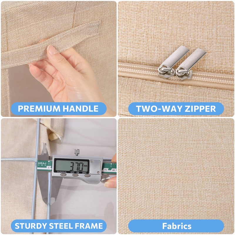 CYhom 3Pack Foldable Storage Bins - Frame Storage Box Linen