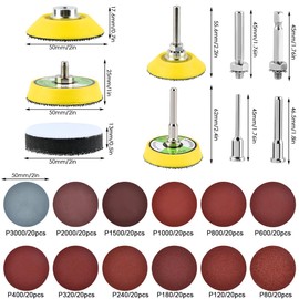 BATINO 240Pcs 2inch Sanding Discs Hook and Loop Assorted Grit Sandpaper with 2Pcs 1/8"&1/4" Shank Backer Plate, Sanding Pads Includes 80-3000 Grit for Angle Grinder Rotary Tools