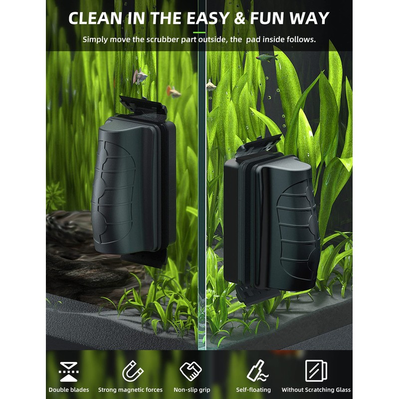 Jasonwell Magnetic Aquarium Fish Tank Cleaner Magnet Scraper for Glass