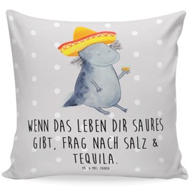 Mr. & Mrs. Panda Axolotl Tequila Sofa Cushion - Gift, Cushion Cover 40 x 40 cm, Sofa Cushion 40 x 40 cm, Newt, Lemon, Saying, Motivation, Decorative Cushion Sofa