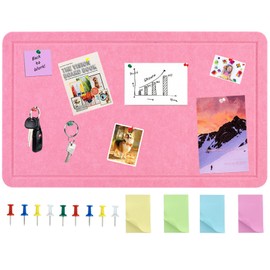 Vuzvuv Pink 28"x16" Large Cork Board with 50 Push Pins & Sticky Notes, Self-Adhesive Bulletin Board No Damage for Wall, Felt Pin Board for Paste Notes, Photos, Schedules Offices Home