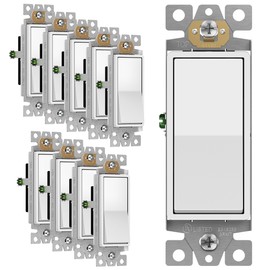 ENERLITES Decorator Paddle Rocker Light Switch, Gloss Finish, Single Pole, 3 Wire, Grounding Screw, Residential Grade, 15A 120V/277V, UL Listed, 91150-W-10PCS, White (10 Pack)