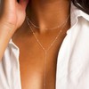 TseenYi Layered Y Lariat Necklace Gold Beads Chain Lariat Necklace