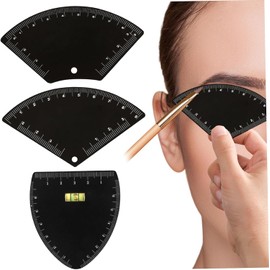 Herramienta de mapeo de cejas, kit 3 piezas, plantillas cejas metal con regla para dar forma perfecta, plantillas arco abanico triangular para diseño simétricas