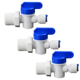 1/2" Male Thread x 1/4" PE Hose Ball Valve with OD Push-In Quick-Connect for RO Reverse Osmosis Water Filter Plastic Fitting, Beverage Dispenser & Water Filtration/Purification Systems, (3PCS)​