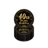 Happy 40th Birthday Paper Plates 7”Black and Gold,16Pcs Disposable Tableware