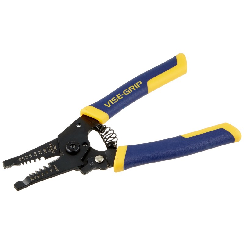 IRWIN 2078316 Vise-Grip Wire Stripping Tool/Wire Cutter, Yellow|grey|blue|black, 6-Inch