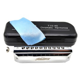 T10-40 10-Hole 40-Tone Chromatic Harmonica with Pure and Thick Tone,Suitable for Beginners, Professional Players, Adults, Students. Adult Piano Instruments.