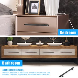 KNOBWELL 12 Pack 6-3/10" Black Drawer Handles, Kitchen Cabinet Pulls and Handles Matte Black Dresser Drawer Pulls, Overall Length 8-4/5"