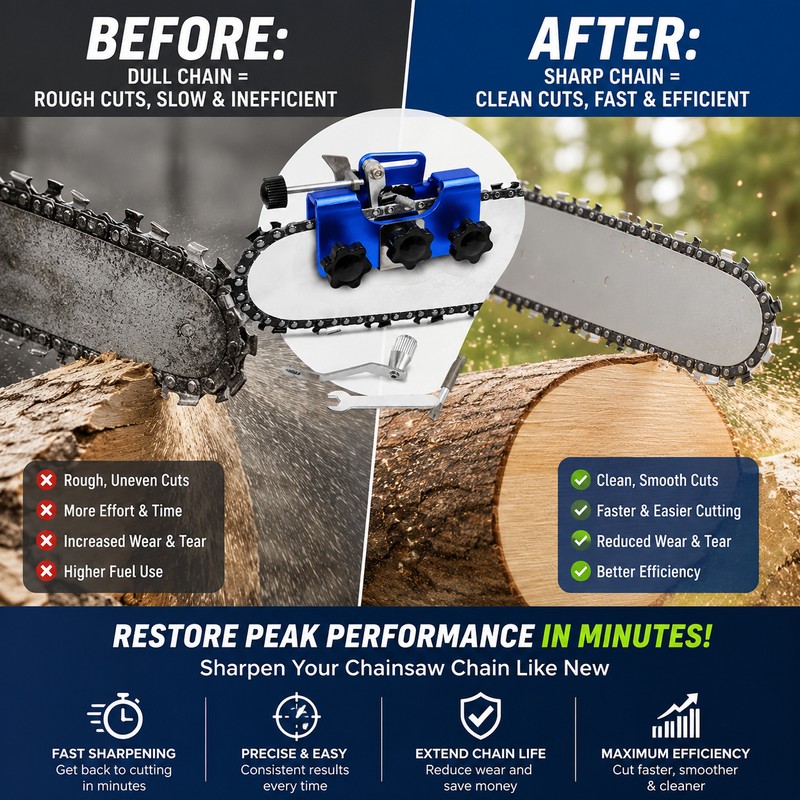 Portable Chainsaw Sharpener Jig for Chain Maintenance – Hand-Crank Sharpening