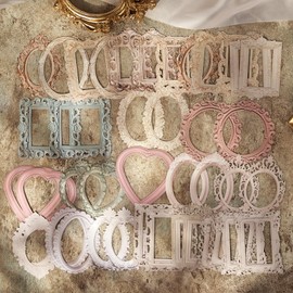 Dizdkizd 40 Vintage Scrapbook Frames, Small Baseboard Frames Lace Paper Frame for Card Making, Scrapbooks, Mix Media Art, Crafts