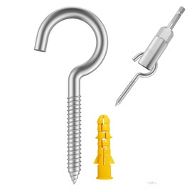 HXLPAY Stainless Steel Storage Hook (26 pcs), Heavy-Duty Metal Hooks, Rust-Resistant Eye Hooks with Wood Terminal Ring, 304 Screw-in Hooks for Indoor and Outdoor Use