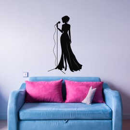 Vinyl Wall Decal Jazz Singer Woman Microphone Lady Live Music Stickers Large Decor (1063ig) Purple