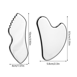 lasuroa 2pcs Gua Sha Facial Tool, Stainless Steel Gua Sha Tool for Face Lip & Heart Shape Face Massager Physical Accessory for Back Arms Neck Shoulder Legs (2 Styles)