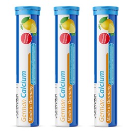 T&D German Calcium 60 Drink Effervescent Tablets - Lemon Lime Flavour - 500 mg Calcium, Sugarfree, Vegan- T&D Pharma C Made in Germany