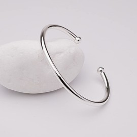 Treasure Bay Men's Women's Solid 925 Sterling Silver Torque Bangle Bracelet