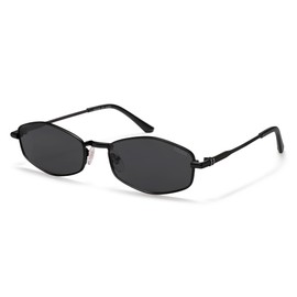 SOJOS Trendy Hexagonal Polarized Sunglasses for Women Men, Retro Fashion Irregular Rhombus Shades UV400 Protection SJ1259,Black/Grey