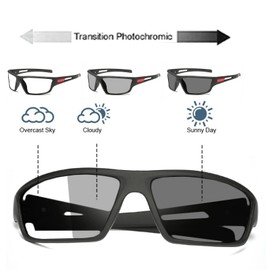 Mens Reading Glasses Transition Sunglasses Photochromic full lens Reader for cycling Vintage Sports Square Eyewear frame (black red, 3.0, multiplier_x)