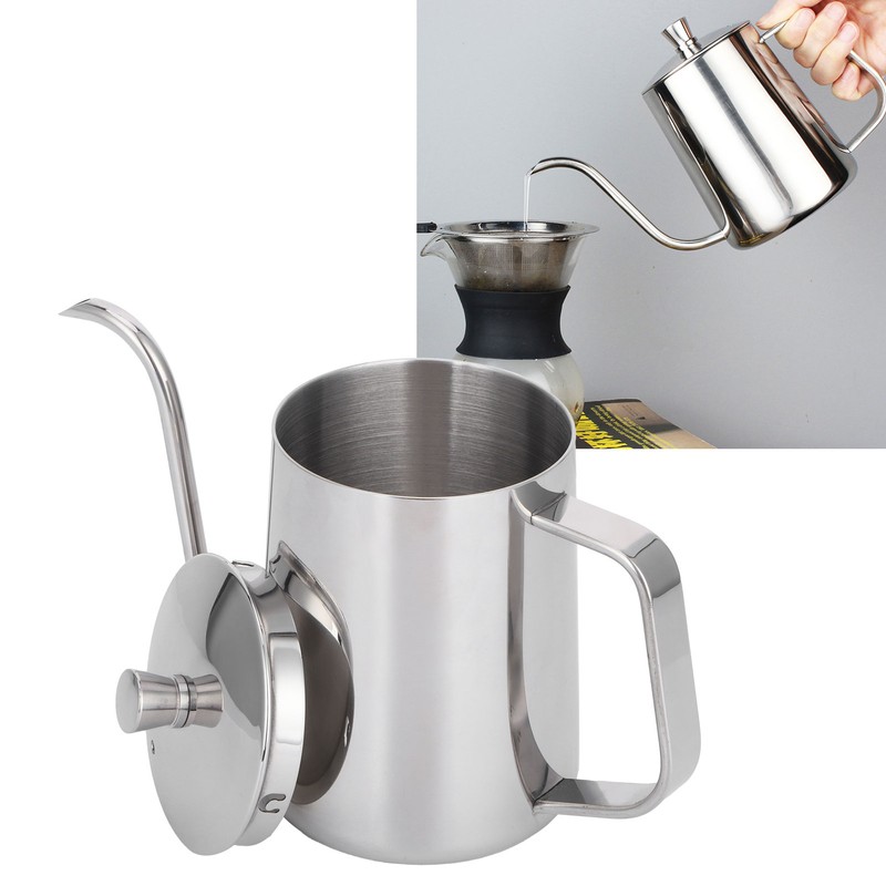 600ml Coffee Drip Kettle 304 Stainless Steel Slender Spout Thicken
