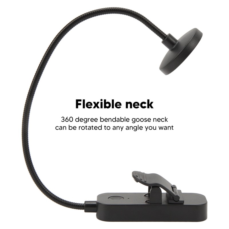 LED Book Light 3 Color Temperature Stepless Dimming USB Rechargeable