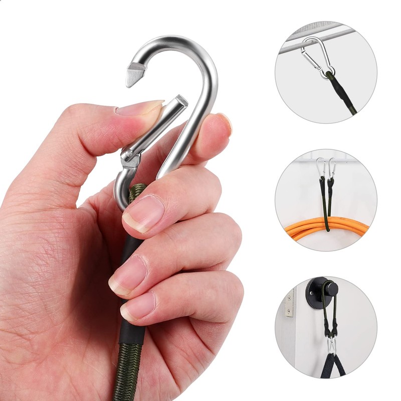 BESPORTBLE Tensioning Rubber 4 Pieces Outdoor Bungee Cords Carabiner Hooks
