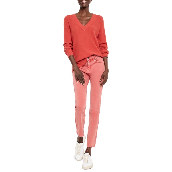 NIC+ZOE Women's Waffle Stitch V-Neck Sweater, Tandoori