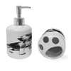 Ambesonne Beagle Soap Dispenser & Toothbrush Holder Set, Monochrome Sketch