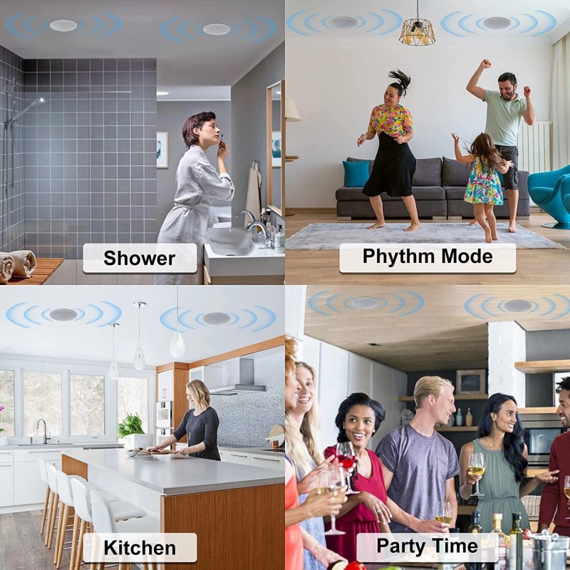 Herdio Bluetooth Ceiling Speakers Wired+4Channel Amplifier Receiver Theater Home