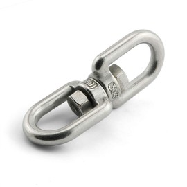 JCBIZ 1pc M10 Double Eye Chain Swivels Hook Shackle 304 Stainless Steel Rigging Marine Hardware Fitting D Ring Connector