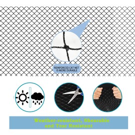 JUMXSRLE Balcony Netting for Cats, Wire-Reinforced Cat Net, Bite and Tear-Resistant, UV and Weather-Resistant, Balcony Cat Anti-Fall Netting for Pets (10x3m-black)