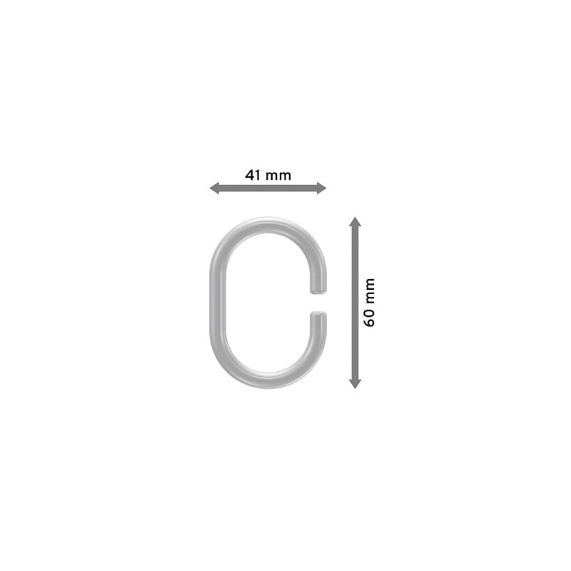 Interdeco Shower Curtain Rings in Crystal Clear Plastic Oval Open