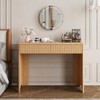 40 Inch Fluted Desk with 2 Drawers, Modern Wooden Desk