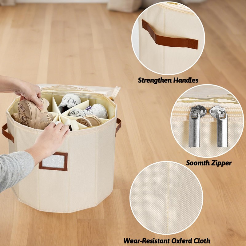 Farafox Round Shoe Organizer - Closet Shoe Basket for Entryway