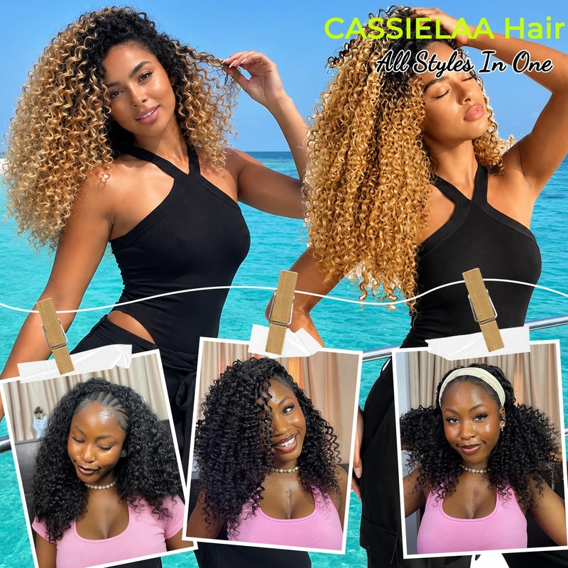 20" Kinky Curly Half Wig 210% Density Synthetic Half Wig
