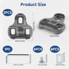Compatible with Look Keo Bike Pedals 3-Hole Grip Carbon Classic Cleats Bicycle Cleats Shoe Plate Set Road Bike Pedal Grey