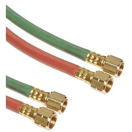 Continental Twinline Grade R Red/Green EPDM Rubber Welding Hose, 1/4" ID x 100' Length Reel, 200 PSI Max Working Pressure, 1/4" BB Fittings