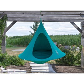 Single Cacoon Hanging Chair – Cozy Indoor/Outdoor Hammock with Polyester Canvas, 440 lb Capacity, Includes 18ft Rope & Carabiner (Bayou Breeze)