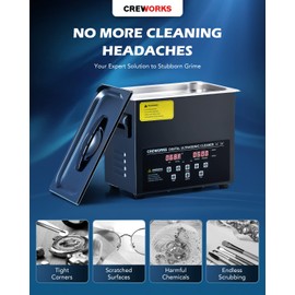 CREWORKS 3L Digital Ultrasonic Cleaning Machine with Degas and Gentle Mode, 120W Ultrasonic Cleaner Machine with Heater and Timer, 0.8 gal Ultrasound Cleaner for Retainer Watch Denture Glasses More