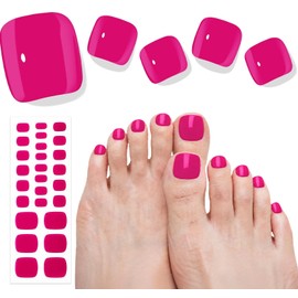 Semi Cured Gel Nail Strips - 26 PCS Salon Quality Toe Gel Nail Stickers for All UV Light - Longlasting & Easy Remove Toe Wraps Art Kit for Women (Pink Crush)