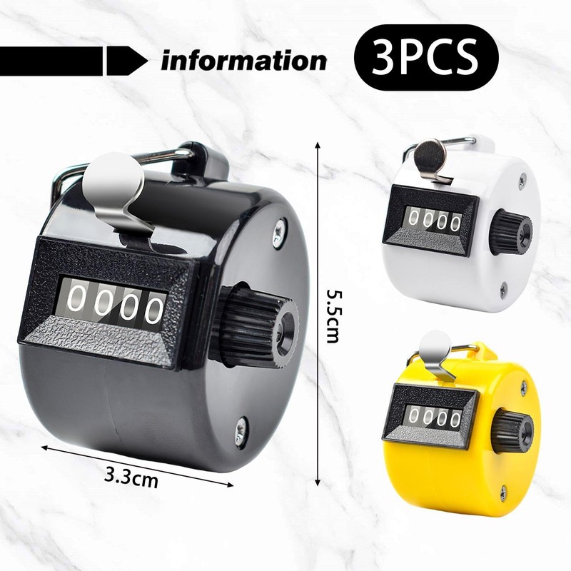 PLLDVEFD 3 Pieces Plastic Counter, Portable Counting Tool, Manual Counter,