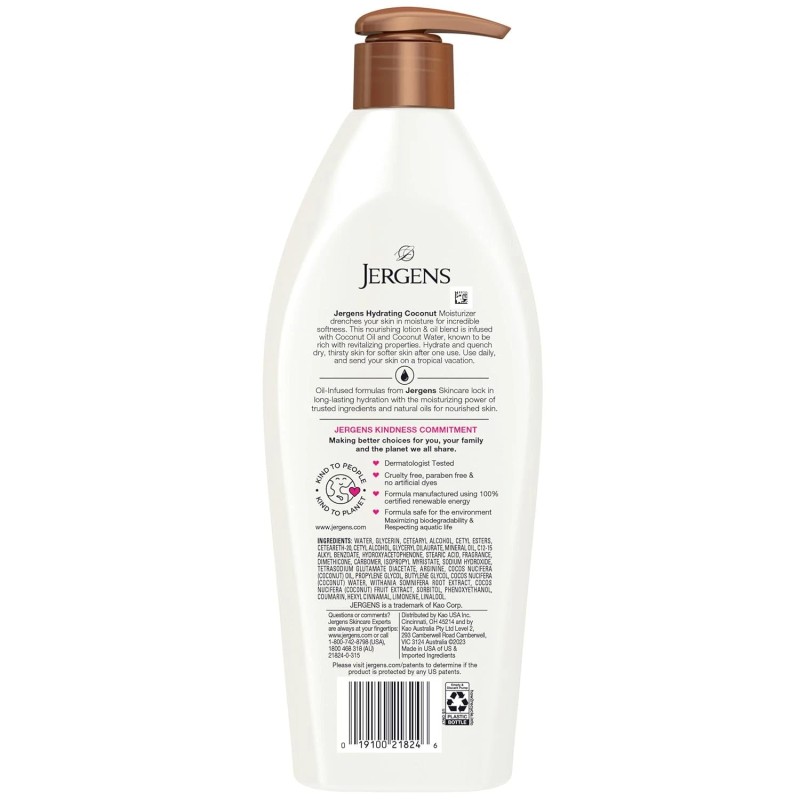 Jergens Hydrating Coconut Body Lotion, Hand and Body Moisturizer -